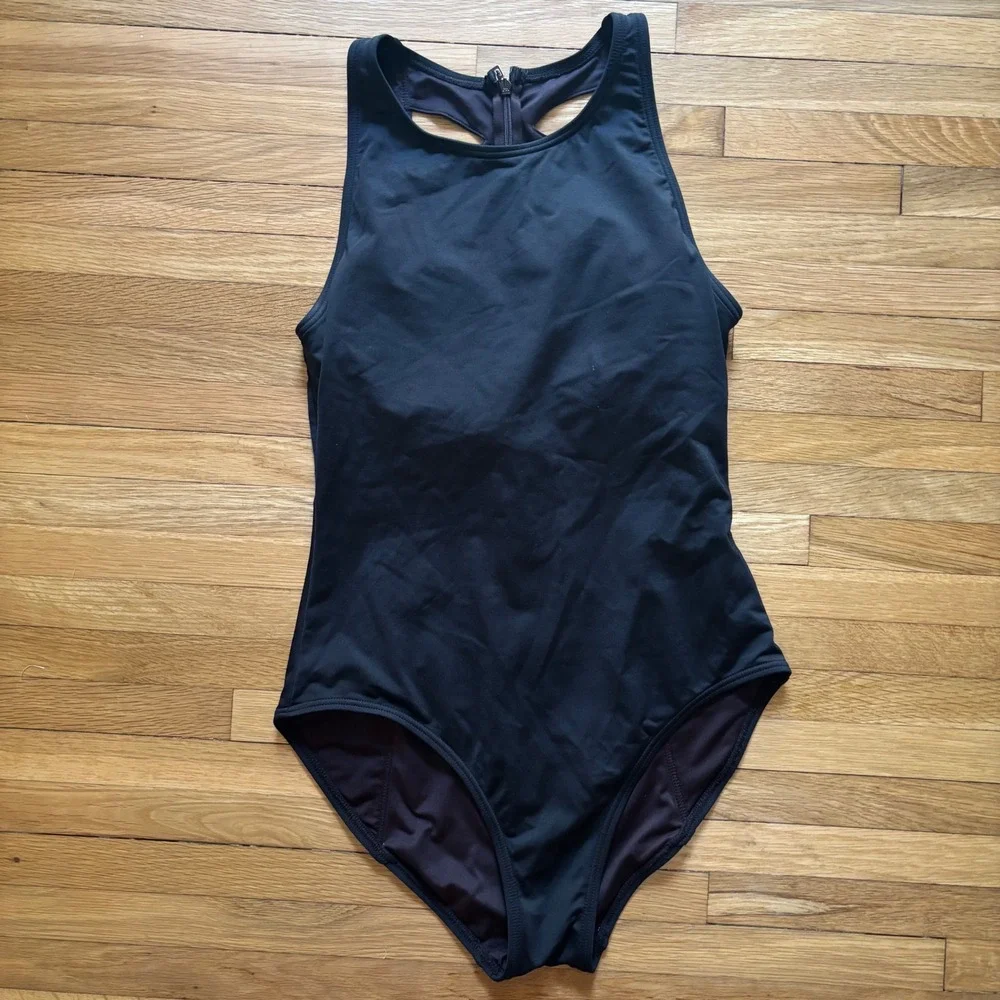 Carmen Marc Valvo‎ One Piece Swimsuit High Neck Black Women 6 Cut Out Back Chic